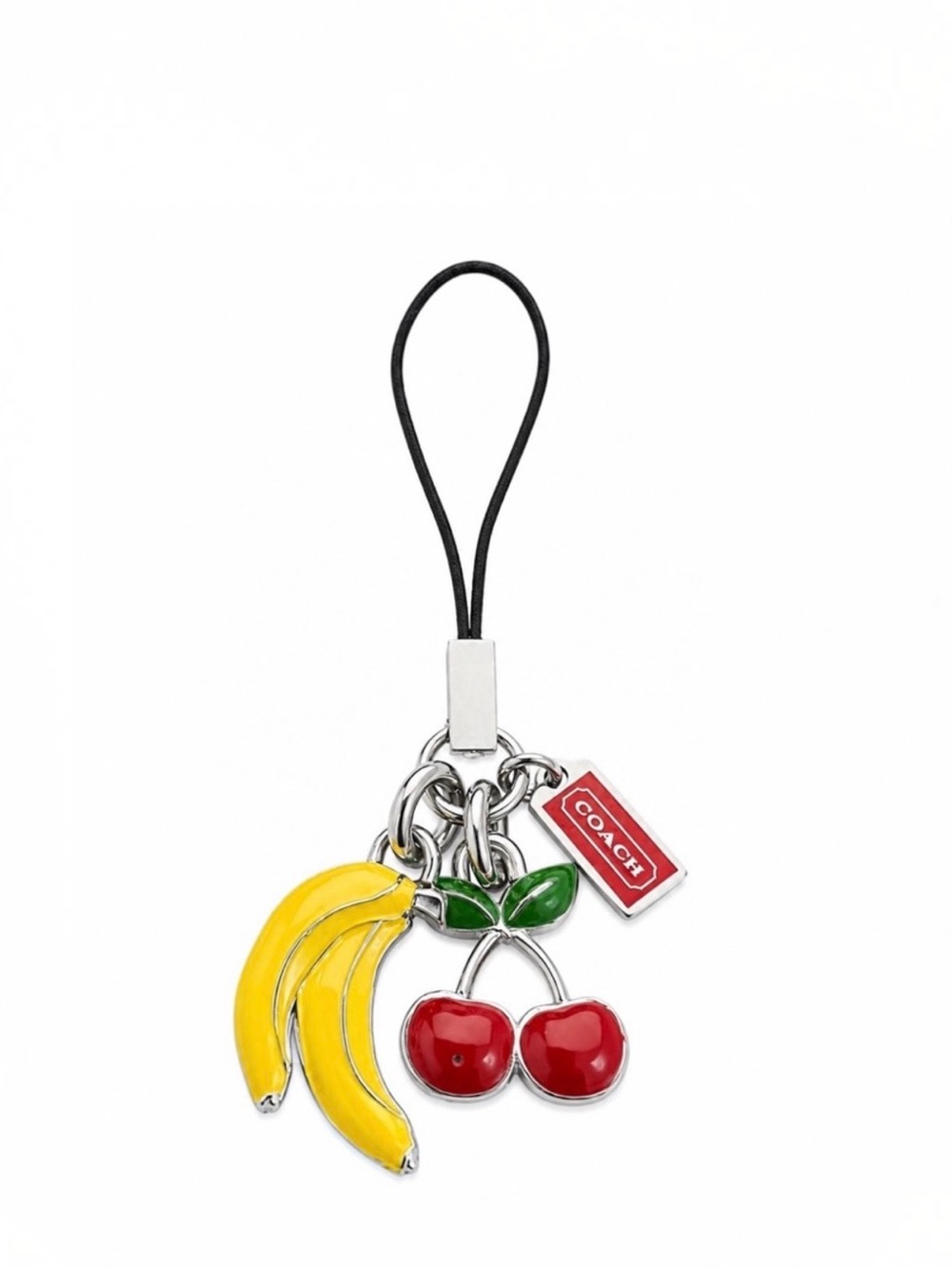 COACH Cherries 🍒 & Bananas 🍌 Bag Charm with Metal Hang Tag Perfect for. Wrislet